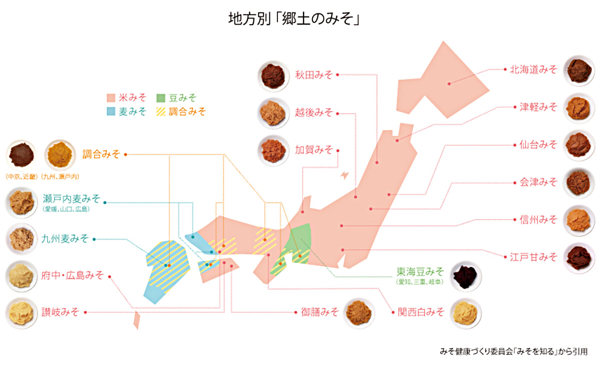日本の気候・風土が育んだ郷土色豊かな全国の味噌